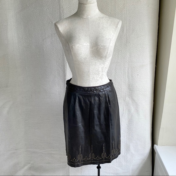 Elie Tahari M Leather Boho Pencil Skirt Brown - Picture 11 of 14